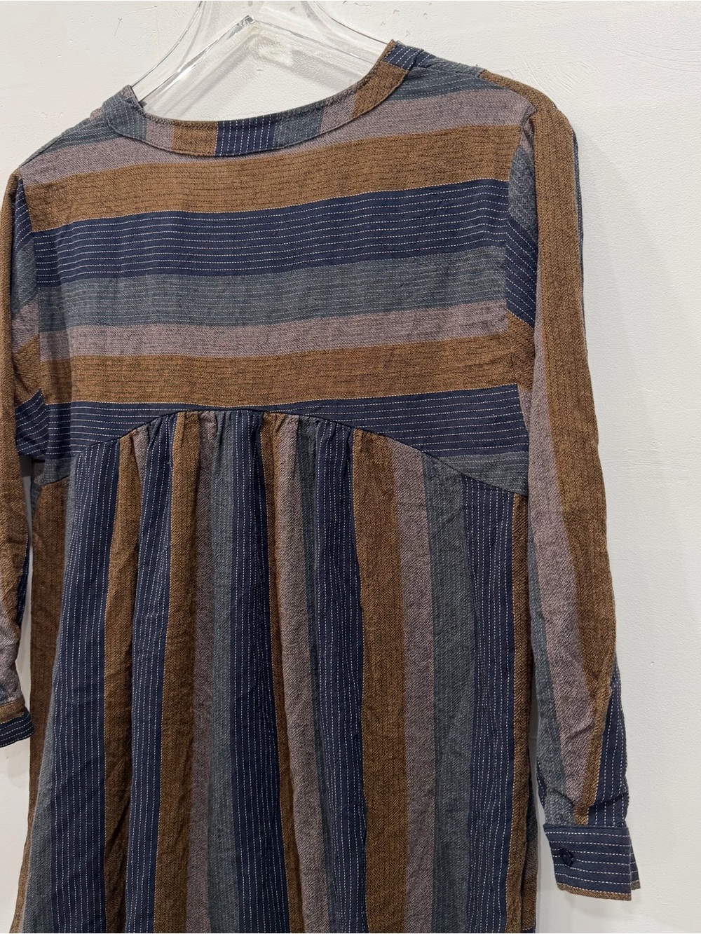GiGio USA Cotton Oversized Bohemian Tiered Dress Stripe Cottagecore Lagenlook S - Picture 7 of 7